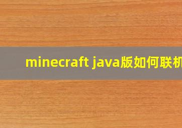 minecraft java版如何联机